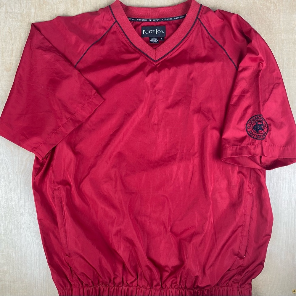 FootJoy Mens Large Pullover Windbreaker Flossmoor CC Invitational Red